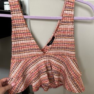 Multicolor low neck crop top